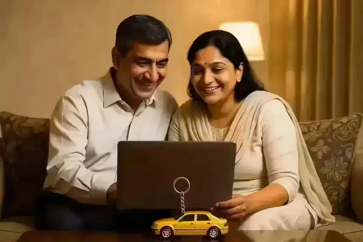 Indian couple discussing financial planning and salary hike benefits.
