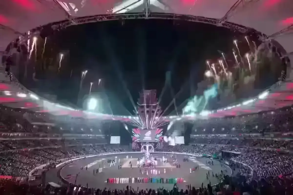 2026 T20 World Cup opening ceremony with fireworks and team parade