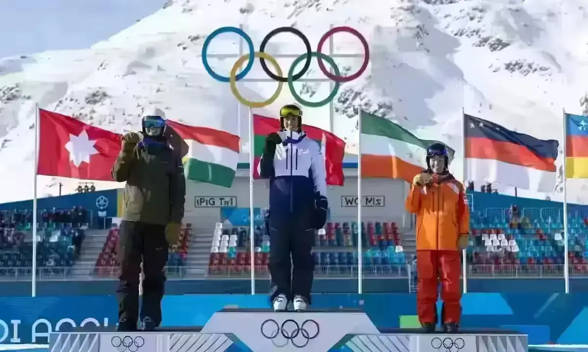 2026 Winter Olympics men freestyle skiing big air medal ceremony podium winners