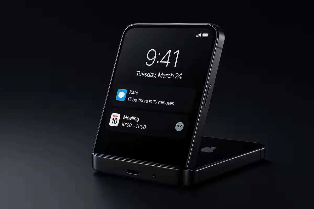 Apple iPhone Flip 2026 clamshell foldable design render