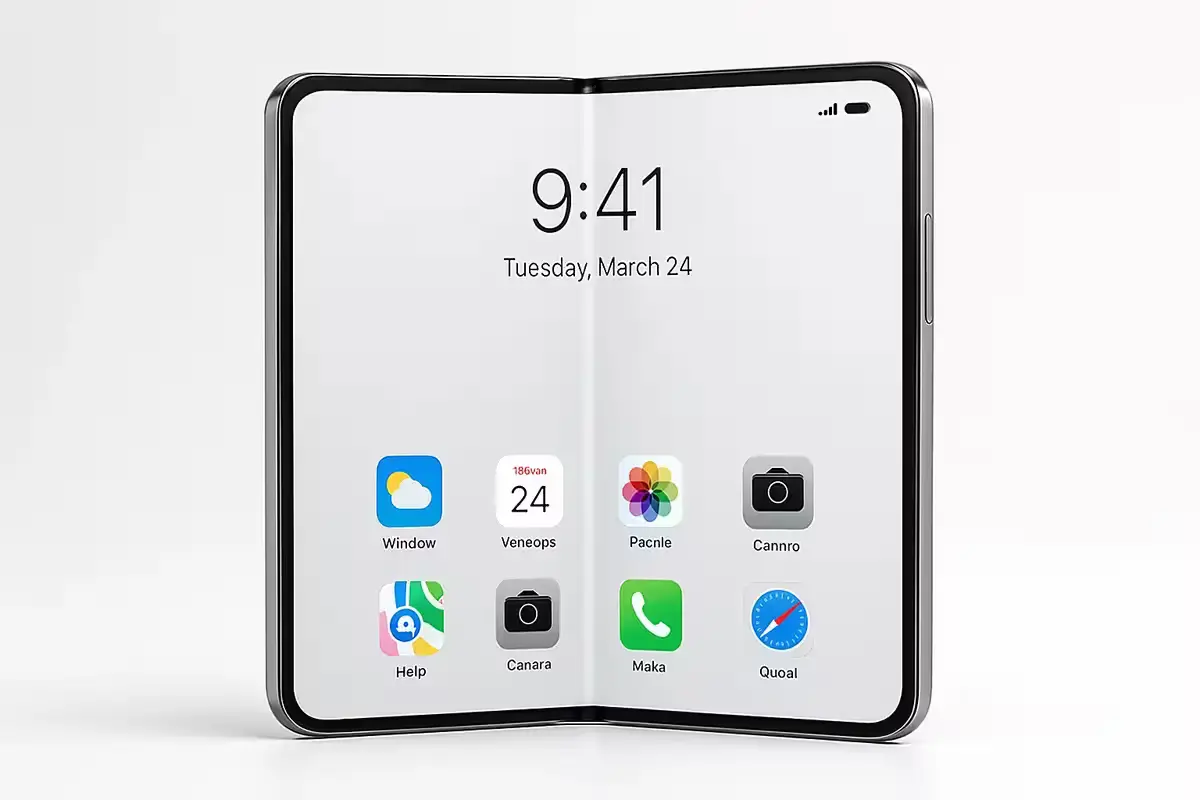 Apple iPhone Fold 2026 book-style foldable display render