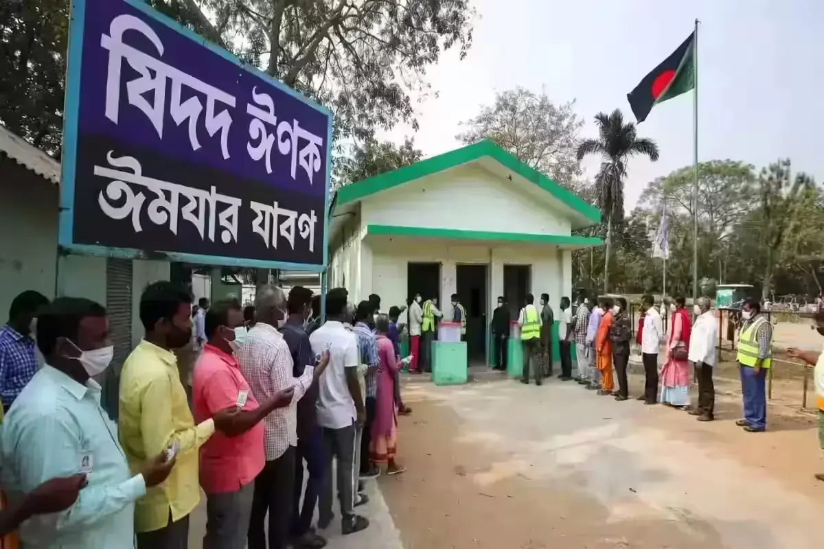 Bangladesh election date 2026 with voters at polling stations on February 12