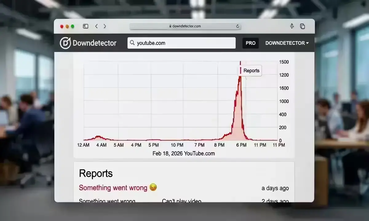 Downdetector spike for YouTube on Feb 18, 2026