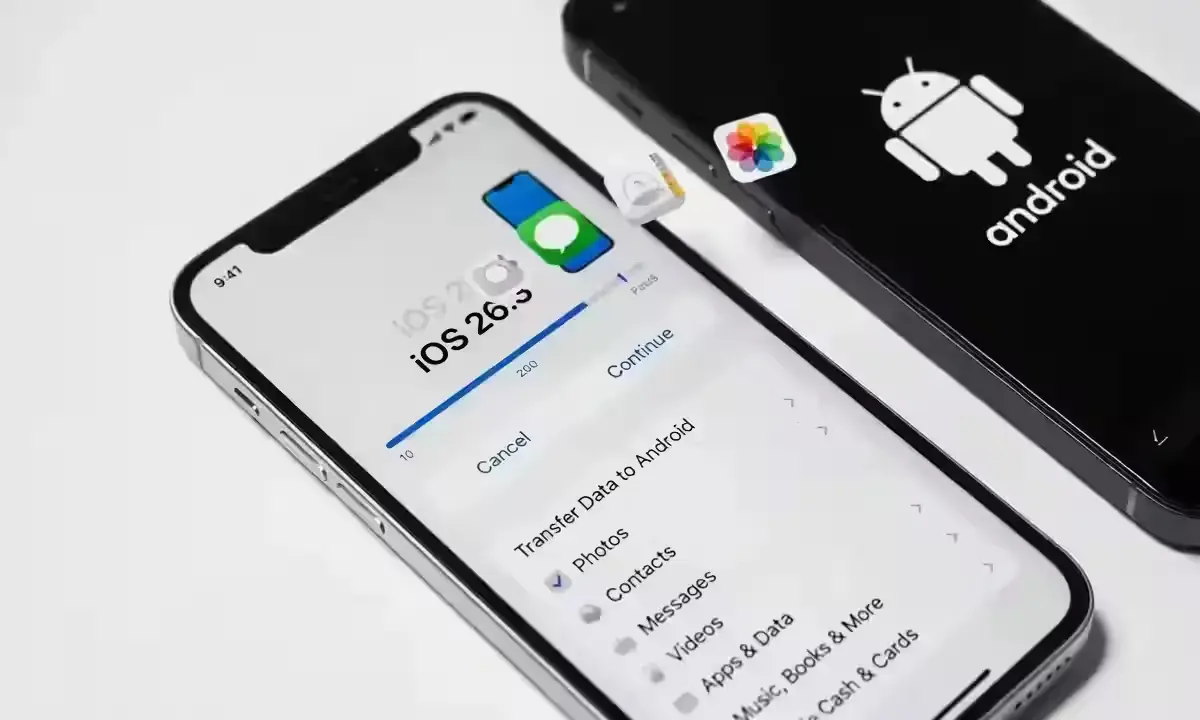 iOS 26.3 data transfer to Android feature interface on iPhone