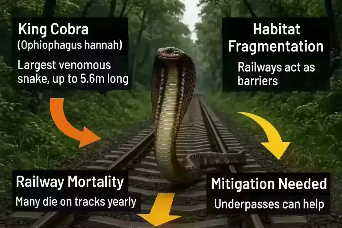 why king cobras use trains India railway habitat fragmentation