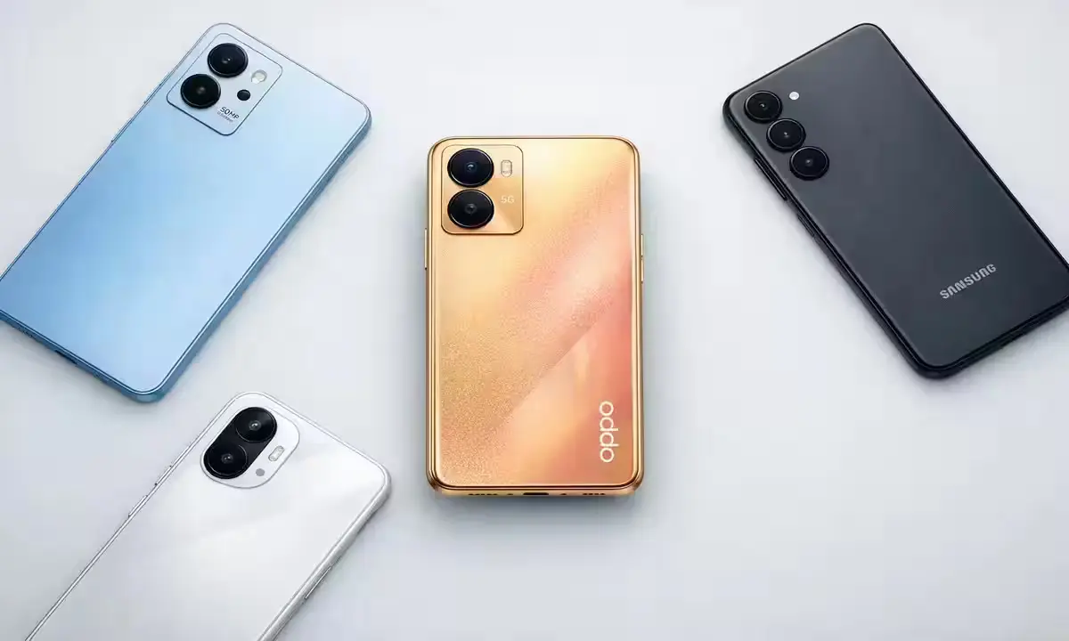 OPPO A6s 5G compared side by side with Redmi Note 14 5G Realme P3 5G and Samsung Galaxy A16 5G