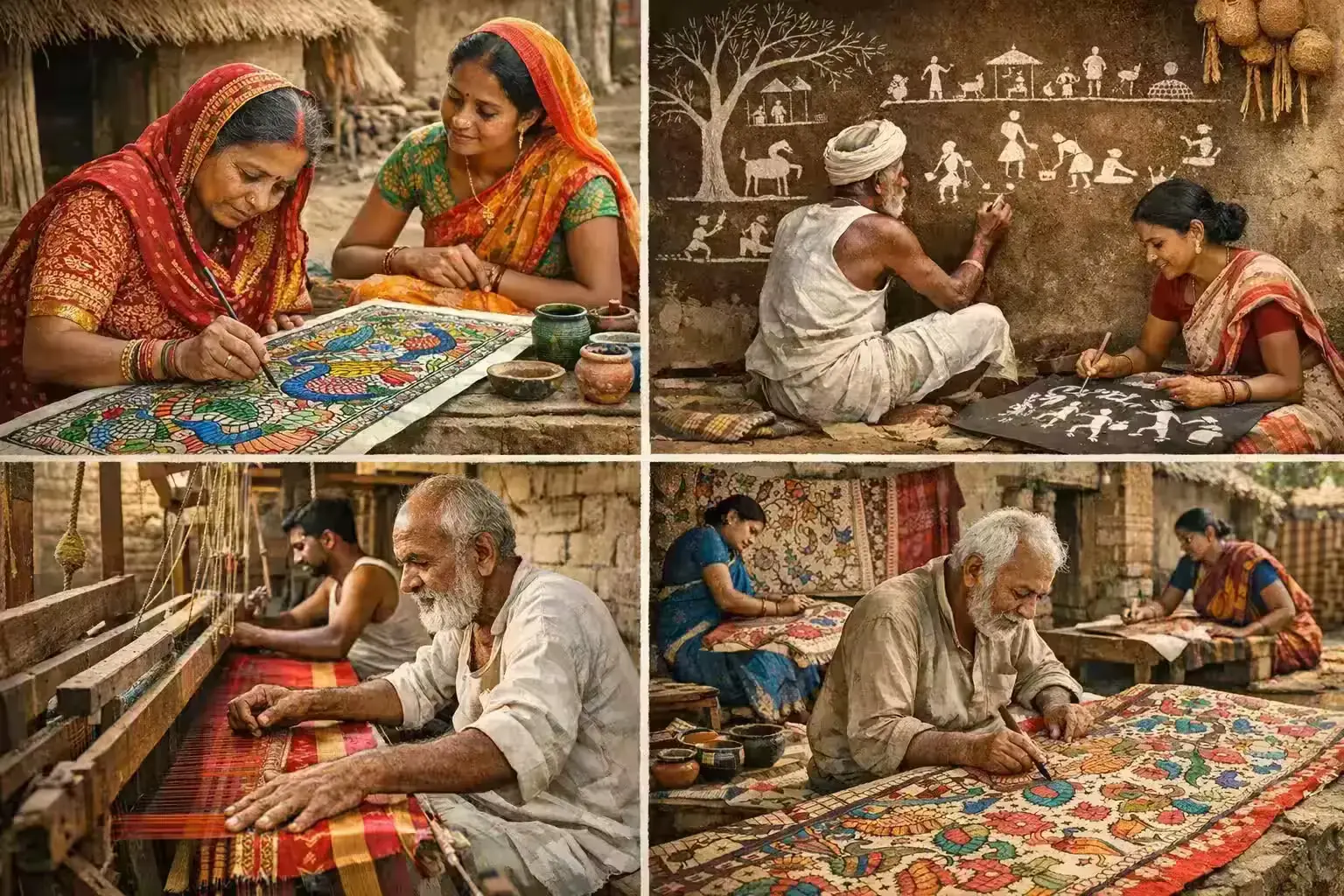 madhubani-warli-kalamkari-banarasi-crafts-artisans-india