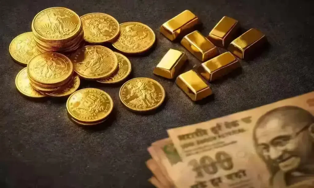 24K gold coins and bars representing gold price in India on 4 April 2026