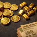 24K gold coins and bars representing gold price in India on 4 April 2026