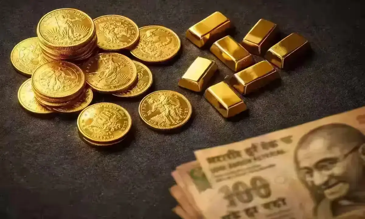 24K gold coins and bars representing gold price in India on 4 April 2026