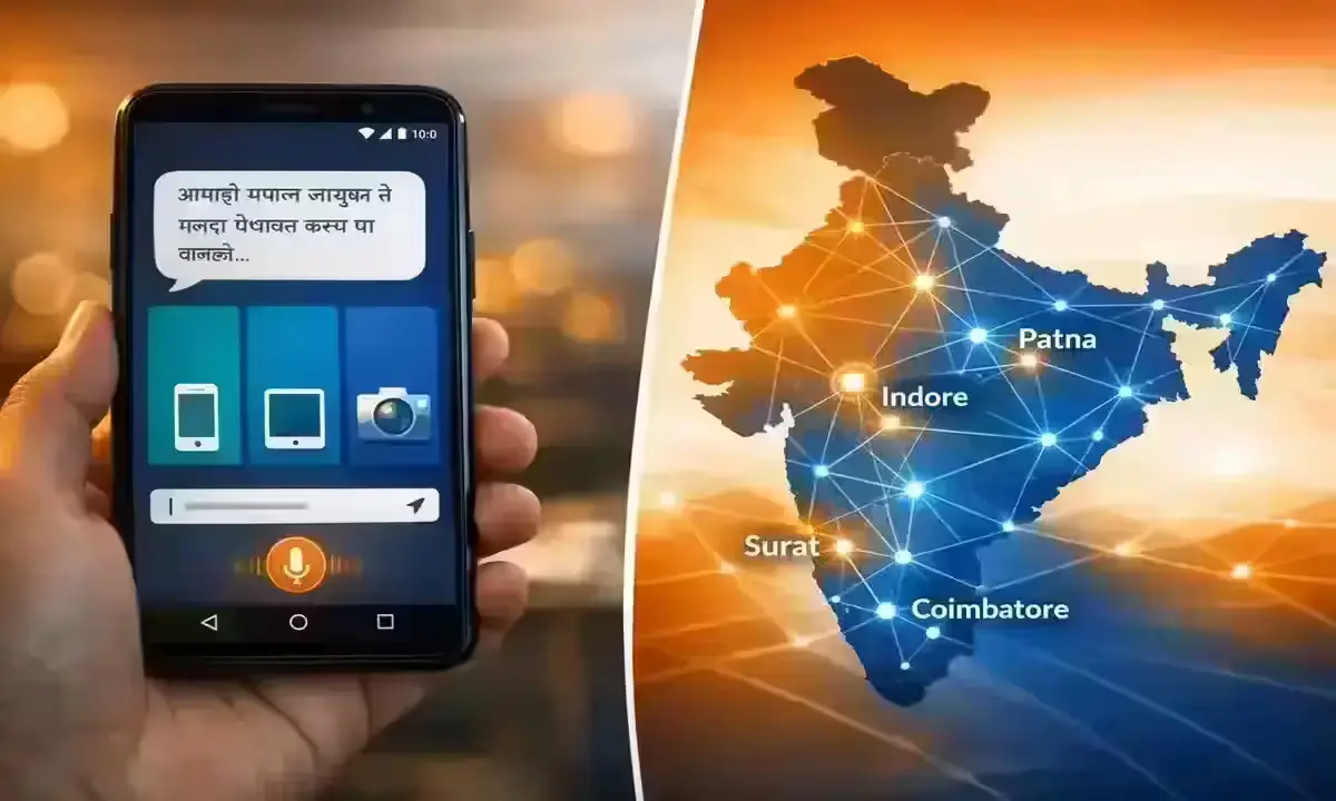 Gemma 4 offline AI running on Android smartphone in India, with Tier-2 city connectivity map