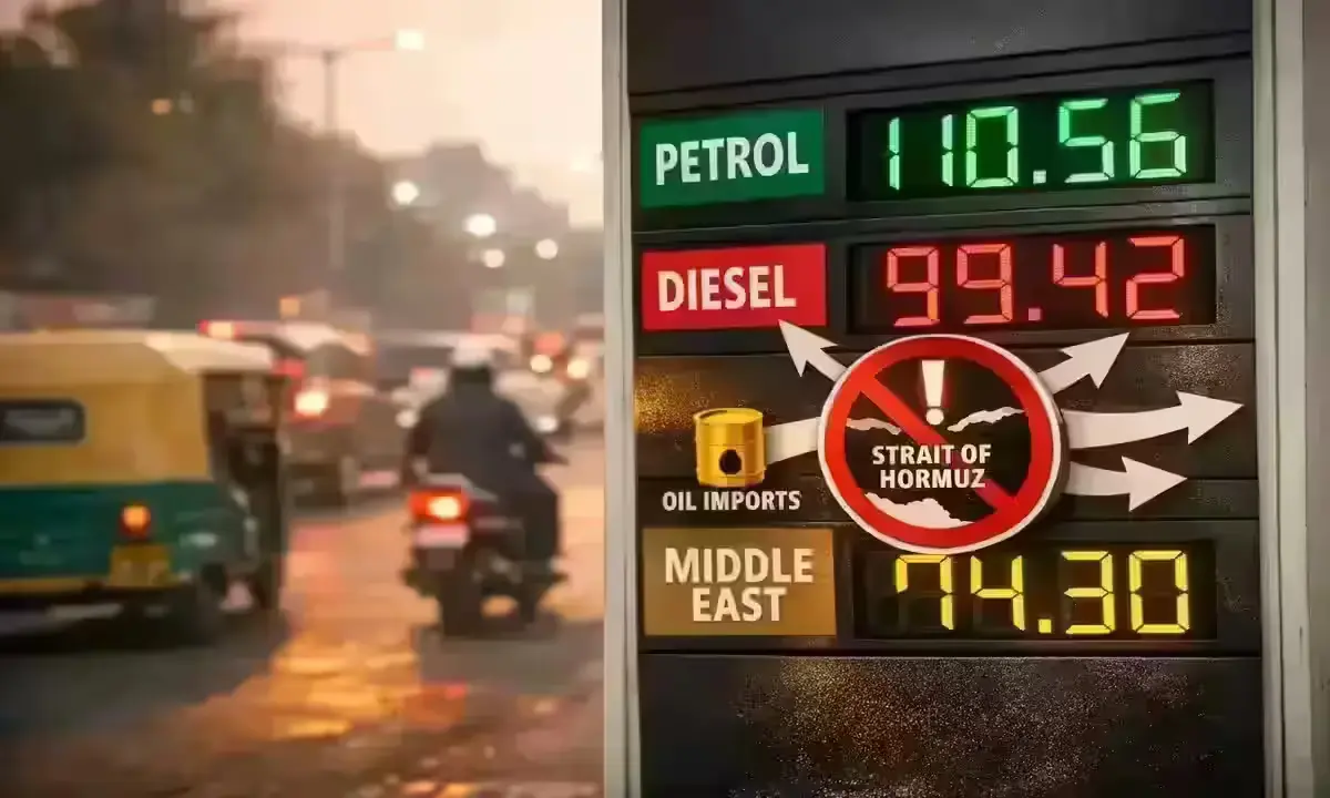 Indian petrol station fuel price hike due to Hormuz crisis crude oil supply disruption 2026