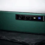 Vivo X300 FE smartphone in India-exclusive Deep Green color showing horizontal ZEISS triple camera bar on the back