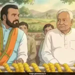 Nitish Kumar resigning as Bihar Chief Minister at Raj Bhawan, Patna, on 14 April 2026, with Samrat Chaudhary set to take charge as Bihar's first BJP CM.