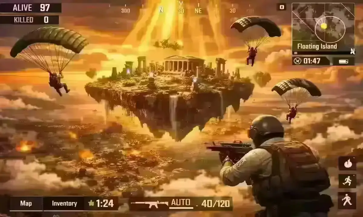 BGMI 4.4 Crown's Abode Floating Island Origin Embers Sun Chariot