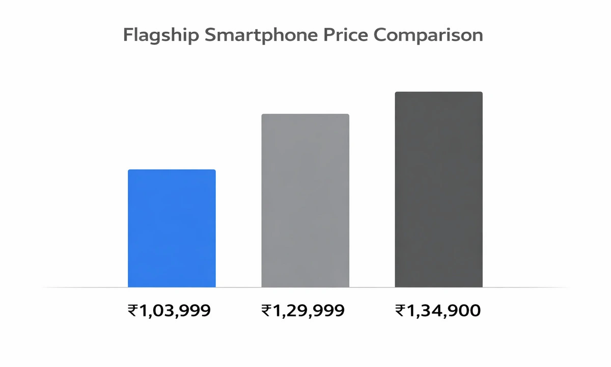 India price comparison chart — Google Pixel 11 Pro Rs 1,03,999 vs Samsung S26 Ultra Rs 1,29,999 vs iPhone 17 Pro Rs 1,34,900