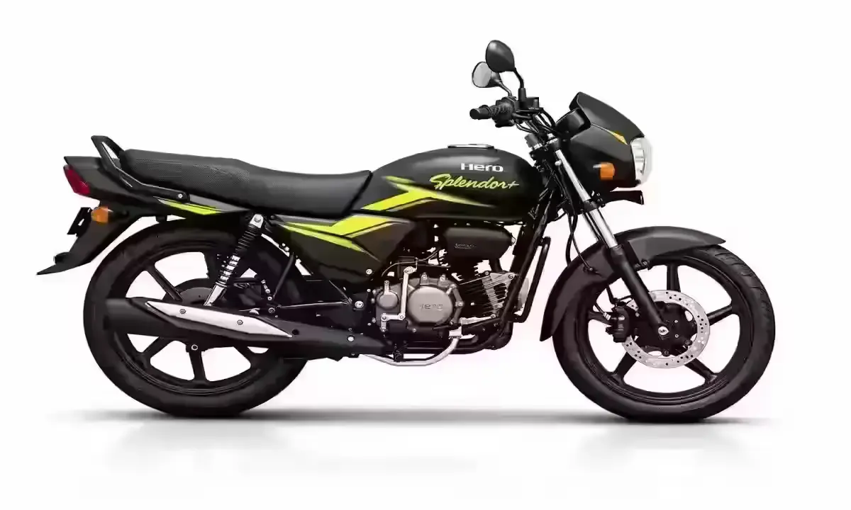 Hero Splendor Plus Flex Fuel 2026 - Black Lime Yellow color scheme, launched at ₹82,810