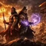 Raji: Kaliyuga 2026 gameplay - Raji with Trishul and Darsh with Siddhi powers at Eternal Summit, Nodding Heads Games